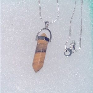 Boho hippie Yellow Jasper Tear Drop Silver 30” Neckla…